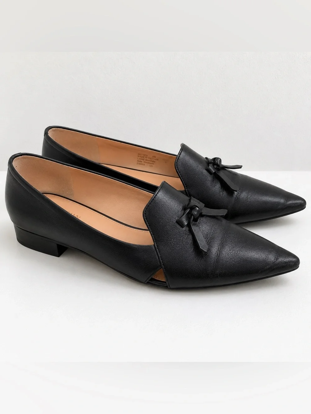 Cole Haan Grand.360 Black Leather Pointed Toe Bow Flats Loafers Women’s 8B